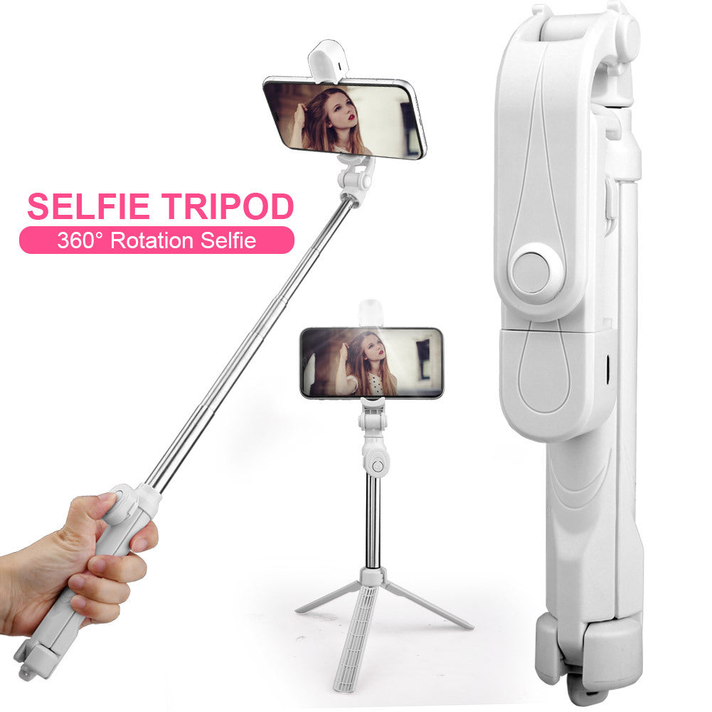 Compatible with Apple, Wireless Bluetooth Selfie Stick Portable Handheld Telescopic Tripod Rotating Mobile Phone Holder With Fill Light