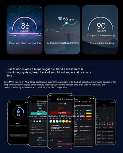 Smart Ring Blood Sugar Testing Sleep Health Monitoring Ring