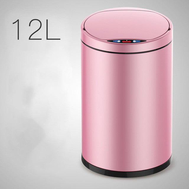 Smart Sensor Trash Can Light Luxury Household Creative Stainless Steel Automatic Clamshell Paper