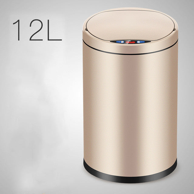 Smart Sensor Trash Can Light Luxury Household Creative Stainless Steel Automatic Clamshell Paper