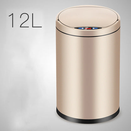 Smart Sensor Trash Can Light Luxury Household Creative Stainless Steel Automatic Clamshell Paper