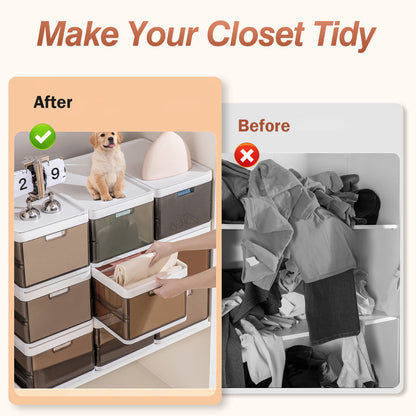 3 Pack Foldable Storage Bin With Lid Stackable Plastic Closet Organizer With Handle Divider Collapsible Drawer Organizer For Toys Clothes