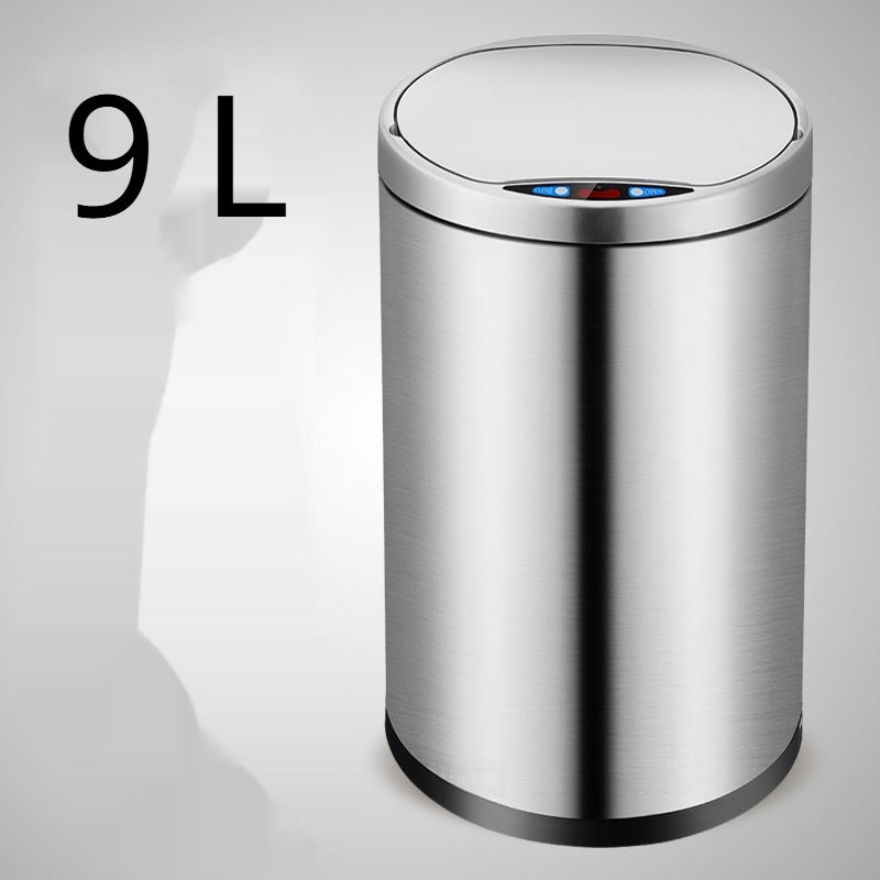 Smart Sensor Trash Can Light Luxury Household Creative Stainless Steel Automatic Clamshell Paper